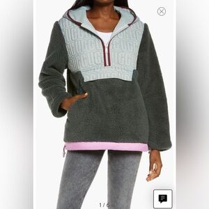 UGG IGGY SHERPA HOODED HALF ZIP PULLOVER